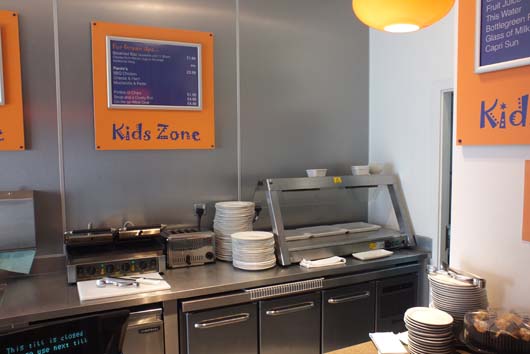 The serving area inside the Kids Zone